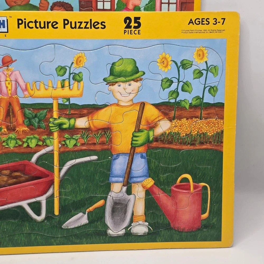 PuzzlePatch Picture Puzzles Kids Multicolor Gardening Chores 1993 Vintage 2 Pack